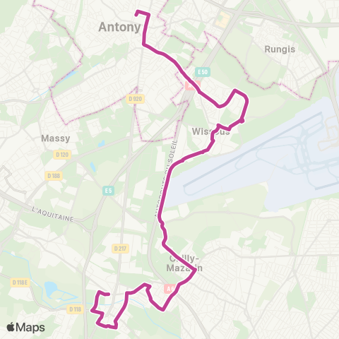 RATP Pl. Charles Steber / Longjumeau <> Antony RER map