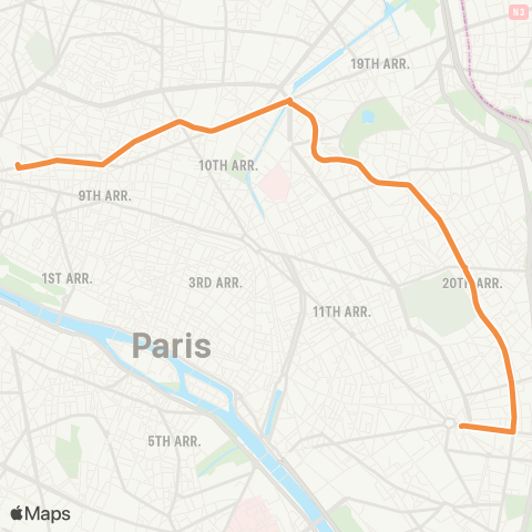 RATP Gare Saint-Lazare <> Nation - Trône map