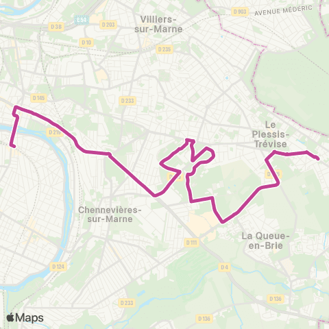 RATP Pl. de la Résistance <> Champigny - St-Maur RER map