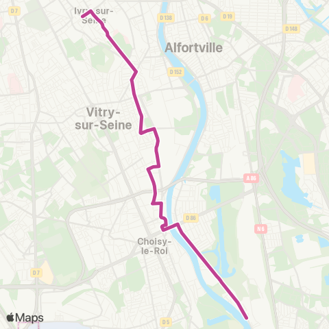 RATP Mairie d'Ivry - Métro <> Villeneuve - Triage RER map