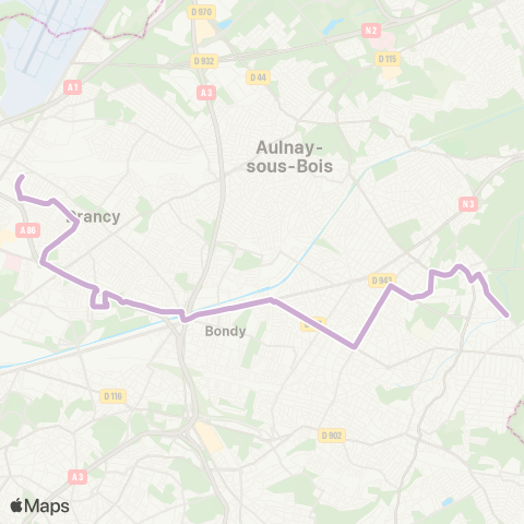 RATP Le Bourget RER <> Les Bosquets map