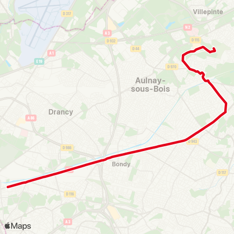 RATP Église de Pantin - Métro <> Av. Ronsard map