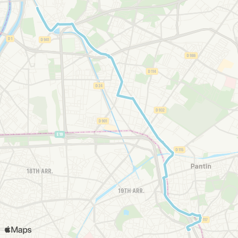 RATP Portes des Lilas <> Gare de St-Denis RER map