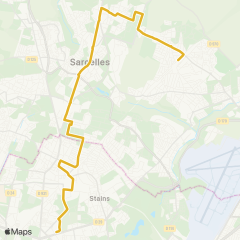 RATP St-Denis - Uni <> Villiers le Bel - Gonesse - Arnouville RER map