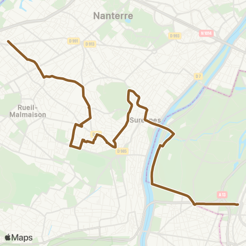 RATP Pte d'Auteuil - Métro <> Rueil-Malmaison RER map