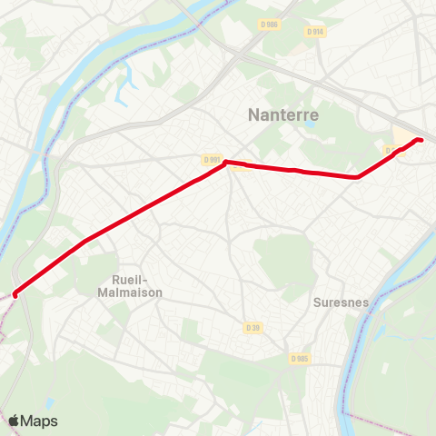 RATP Jonchère <> La Défense (Voie Perronet N.) map