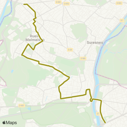 RATP Pont de Sèvres <> Rueil-Malmaison RER map