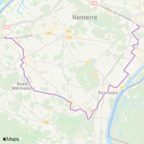 RATP Rueil-Malmaison RER <> La Défense (Voie Perronet N.) map