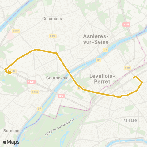 RATP Porte de Clichy <> Nanterre Préf. RER map
