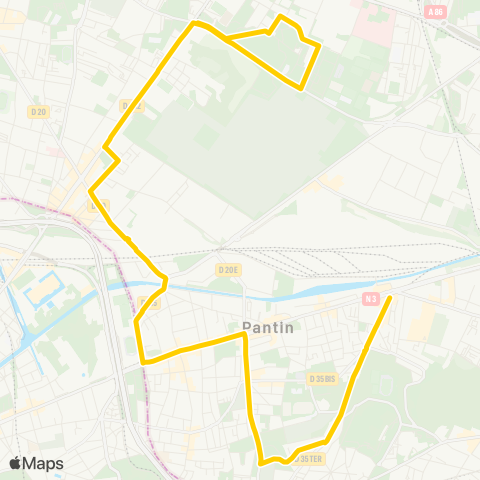 RATP Raymond Queneau - Anatole France <> Fort d'Aubervilliers map