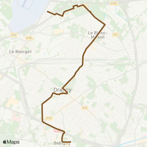 RATP Musée de l'Air et de l'Espace <> Bobigny - Pablo Picasso map