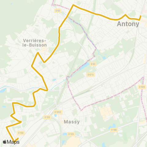 RATP Antony RER <> Gare de Massy-Palaiseau Vilmorin map