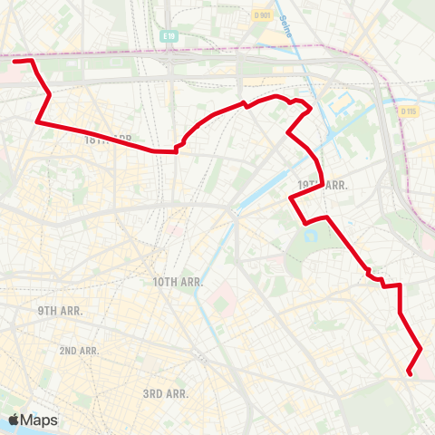 RATP Porte de Montmartre <> Gambetta - Japon map