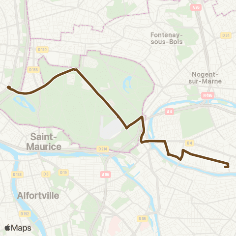 RATP Champigny - Diderot - la Plage <> Pte Dorée map