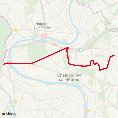 RATP Villiers-s/-Marne - le Plessis-Trévise RER <> Gare de Joinville-le-Pont map