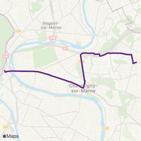 RATP Gare de Joinville-le-Pont <> Villiers-s/-Marne - le Plessis-Trévise RER map