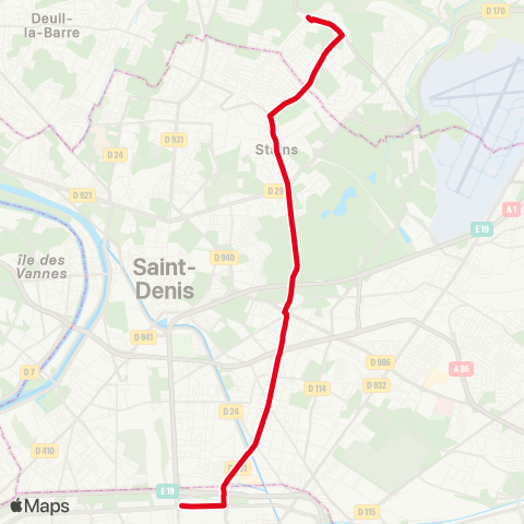 RATP Garges - Sarcelles RER <> Pte de la Chapelle map