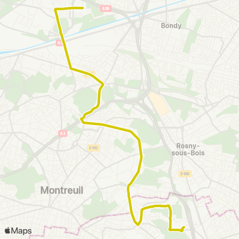 RATP Val de Fontenay RER <> Bobigny - Pablo Picasso map