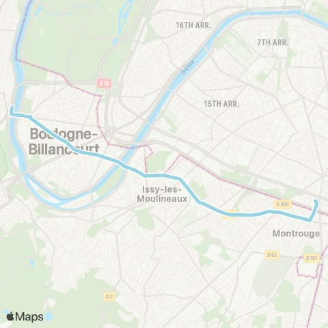 RATP Porte d'Orléans <> Parc de Saint-Cloud map