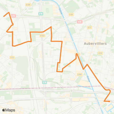 RATP Rue Ampère <> Porte de la Villette map