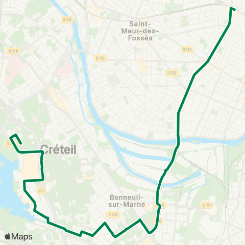 RATP Préf. du Val-de-Marne <> Champigny - St-Maur RER map