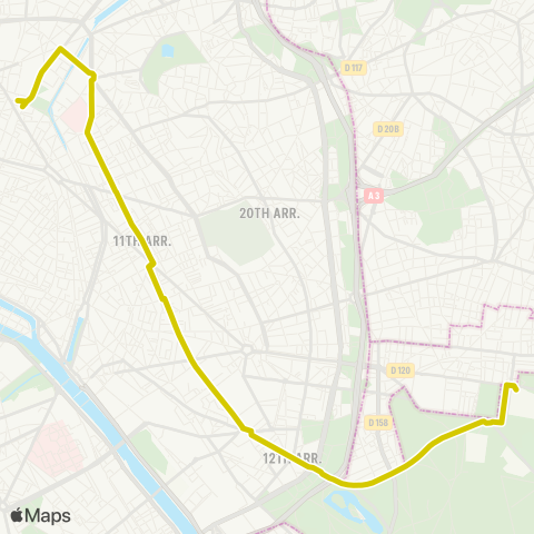 RATP Château de Vincennes <> Gare de l'Est map