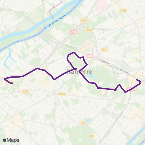 RATP La Défense (Calder - Miro) <> Cité du Vieux Pont map