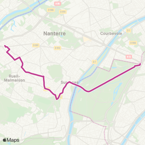 RATP Porte Maillot <> Rueil-Malmaison RER map