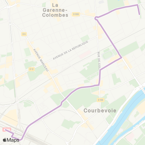 RATP Les Bruyères <> La Défense (Voie Perronet S.) map