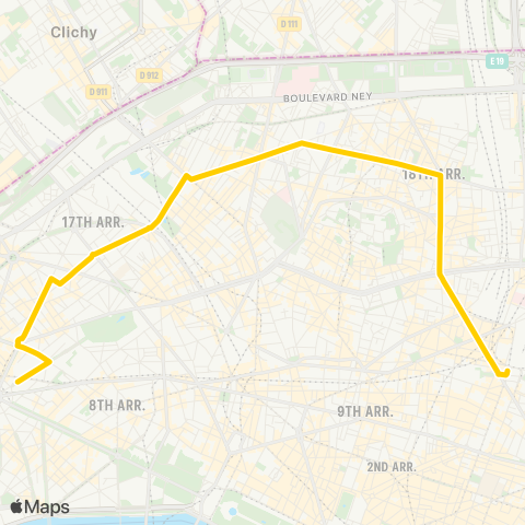 RATP CDG - Étoile <> Gare de l'E. map