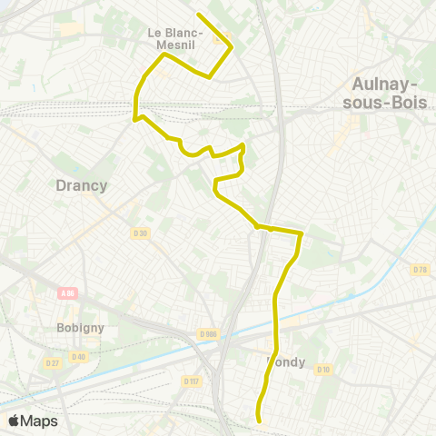 RATP Gare de Bondy RER <> Pl. de la Libération map
