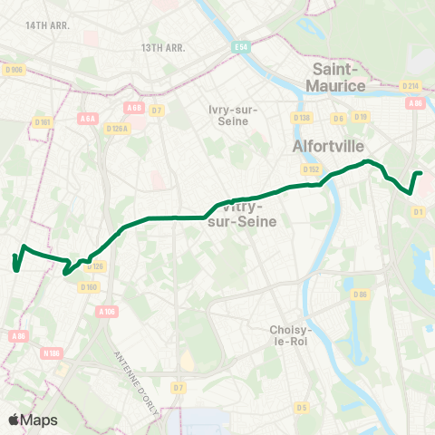 RATP Bourg-la-Reine RER <> Hôp. Henri Mondor map