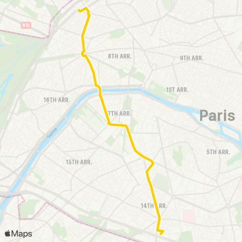 RATP Porte de Champerret <> Porte d'Orléans map