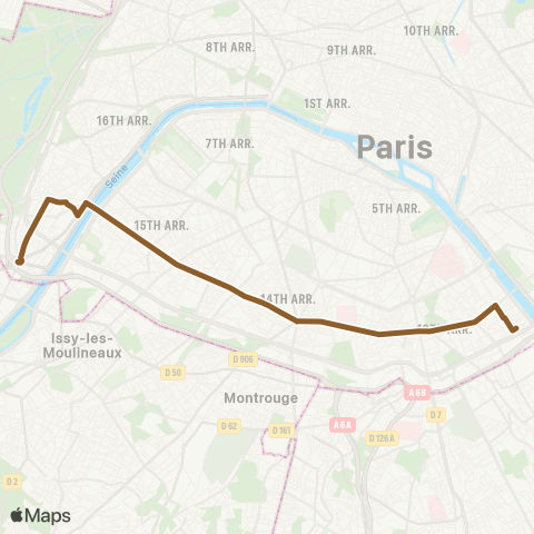RATP Porte de Saint-Cloud <> Porte de France map