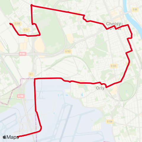 RATP Aéroport Orly 1-2-3 - B1 <> Marché Intl de Rungis map