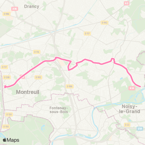 RATP Gallieni <> Pointe de Gournay map