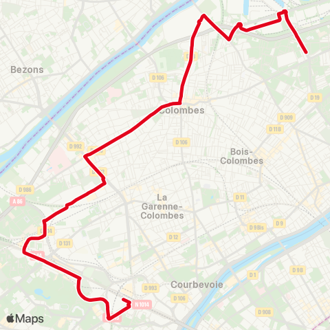 RATP Asnières-Gennevilliers-les Courtilles <> La Défense (Voie Perronet S.) map