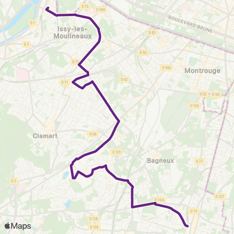 RATP Issy - Val de Seine RER <> Gare de Bourg-la-Reine map