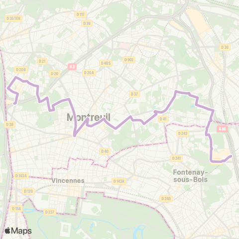 RATP Gallieni <> Val-de-Fontenay RER map