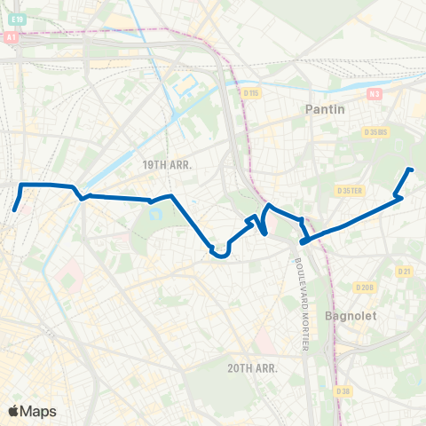 RATP Romainville - Vassou <> Gare du Nord map