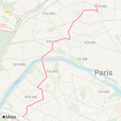 RATP Pte de Versailles <> Mairie du 18e - Jules Joffrin map