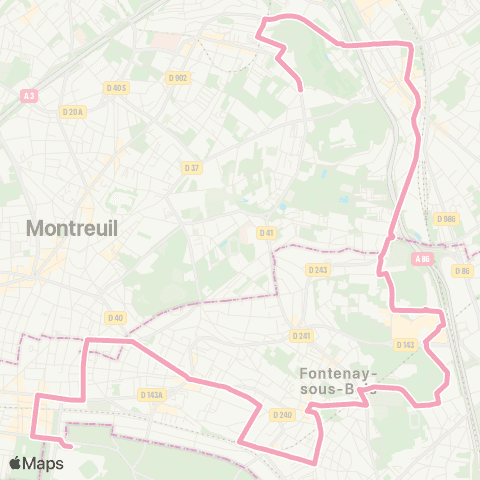 RATP Château de Vincennes <> Montreuil-Boissière-Acacia map