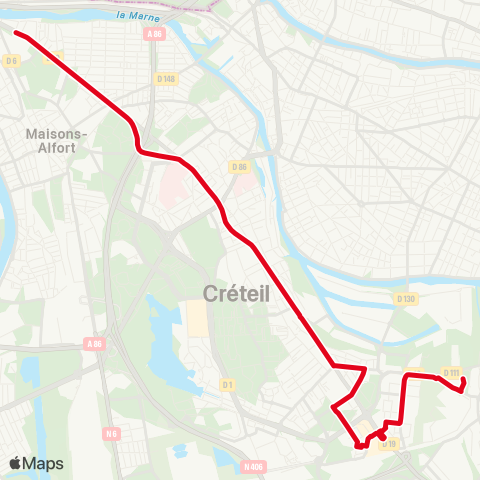 RATP Sucy - Bonneuil RER <> École Vétérinaire de Maisons-Alfort map