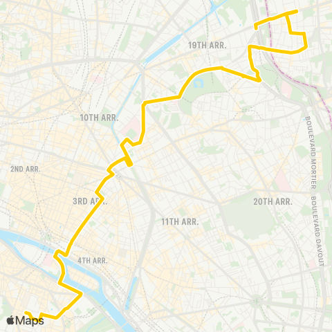 RATP Porte de Pantin <> Panthéon map