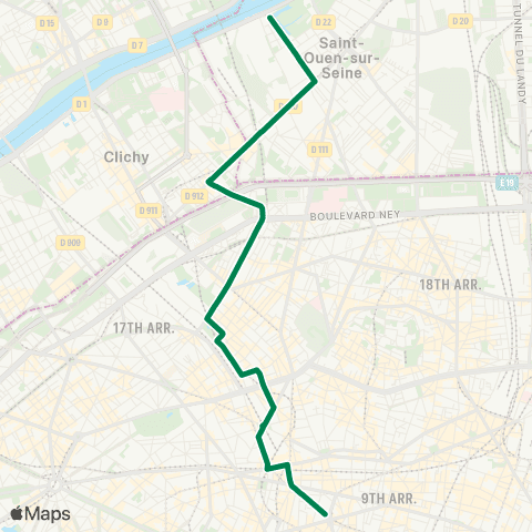 RATP Opéra <> Saint-Ouen - les Docks map