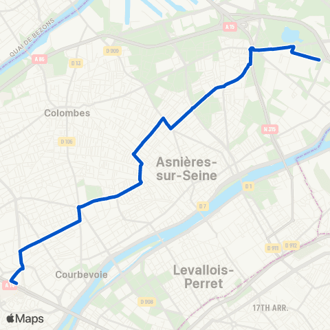 RATP La Défense-Métro-RER-Tramway <> Gennevilliers RER map