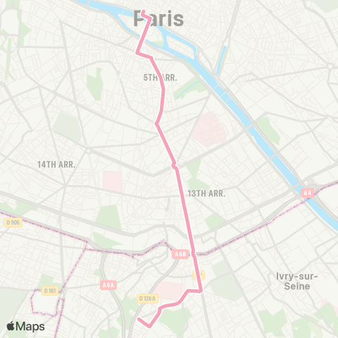 RATP Fort du Kremlin-Bicêtre <> Châtelet map