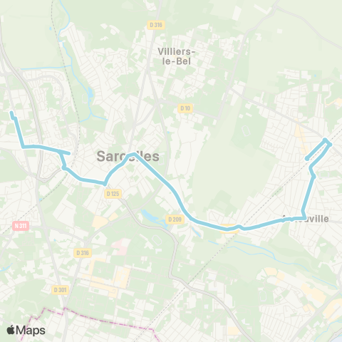 RATP Église / Marché de St-Brice <> Villiers le Bel - Gonesse - Arnouville RER map