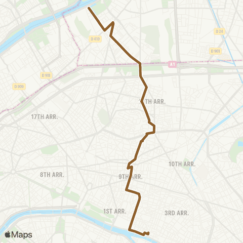 RATP Saint-Ouen - les Docks <> Châtelet map