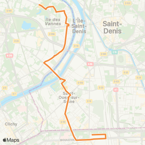 RATP Zone Industrielle N. <> Pte de Clignancourt - Croisset map